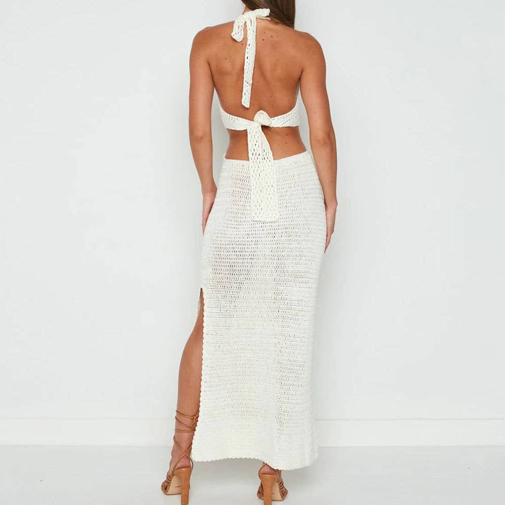 Knitted V-Neck Cutout Dress