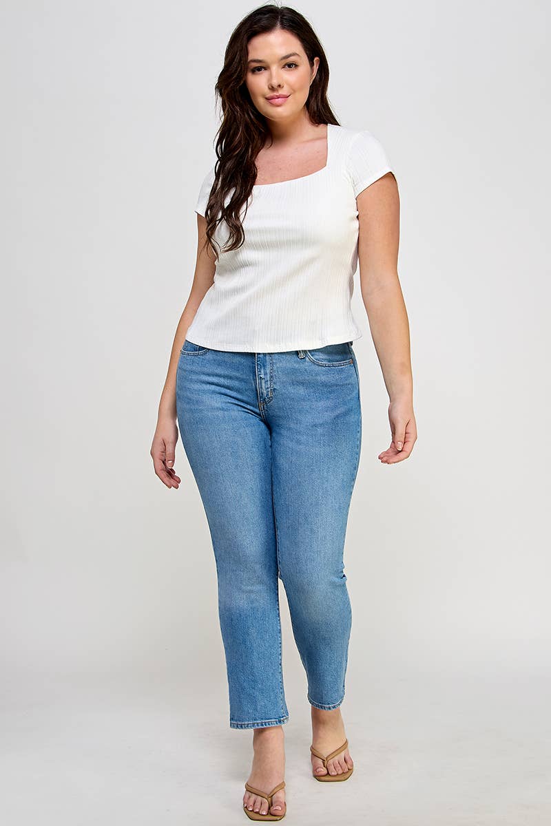 Plus Short Sleeve Ribbed Knit Shirt