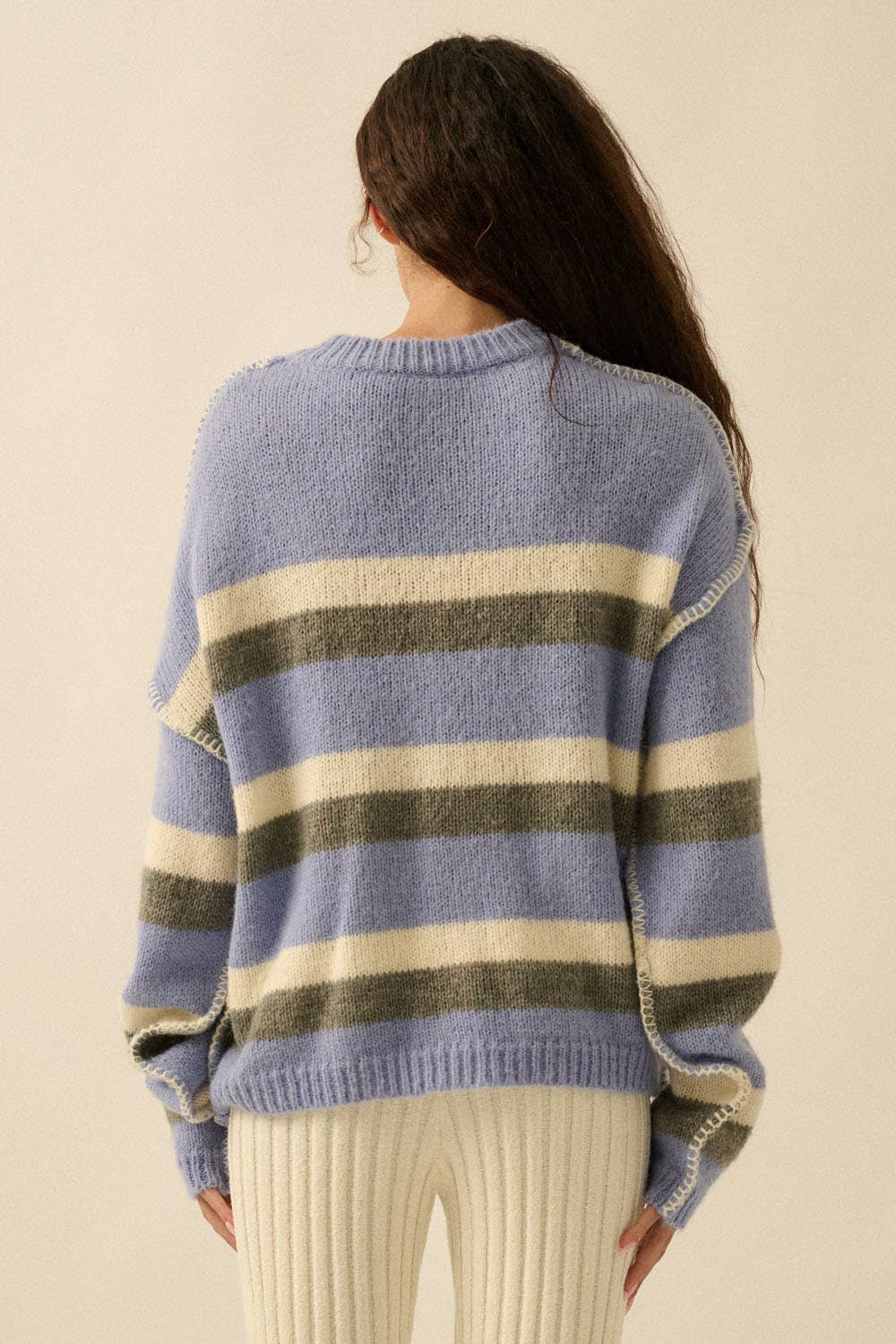 Striped Colorblock Long Sleeve Sweater