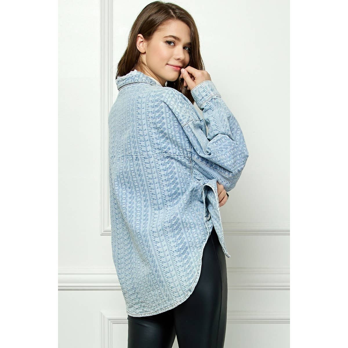 Jacquard Overfit Denim Shirt