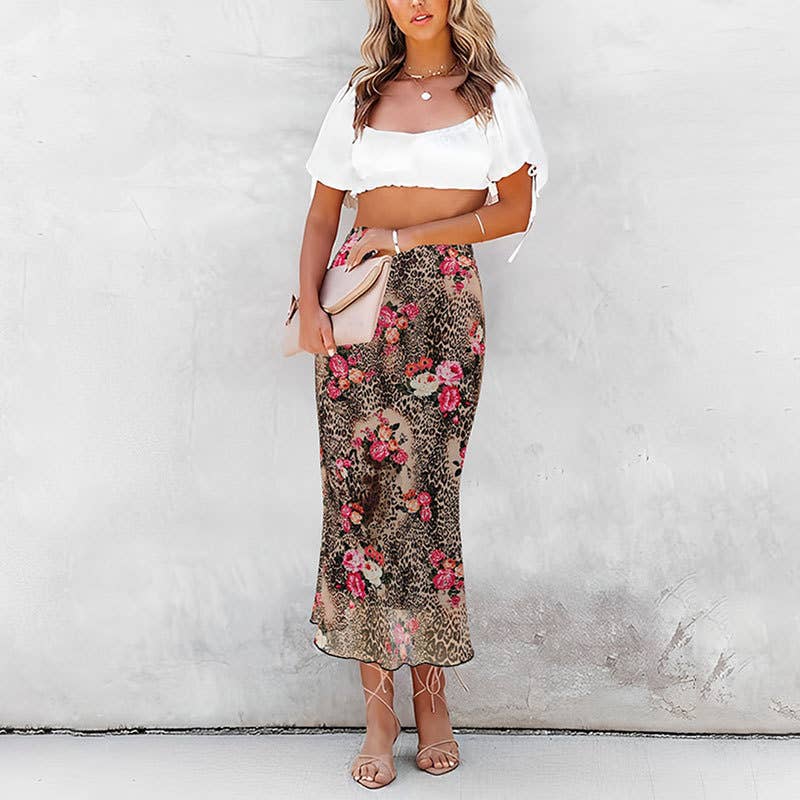 Leopard Hip Midi Skirt