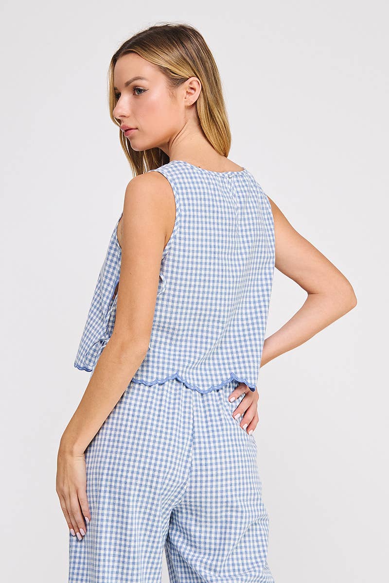 Gingham Side Tie Tank