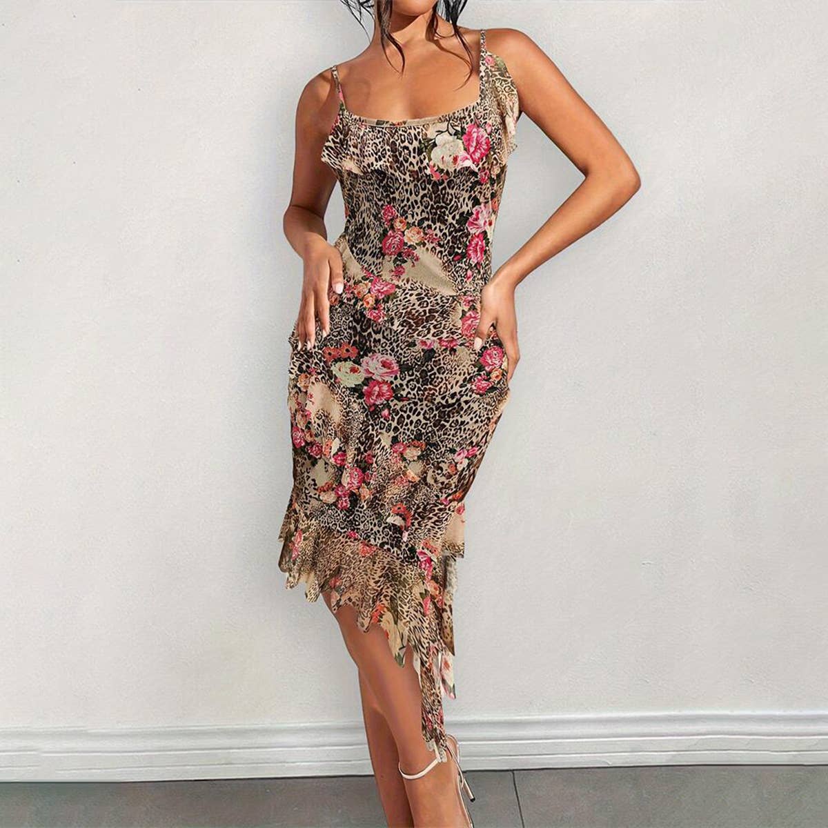 Leopard Ruffled Cami Dress