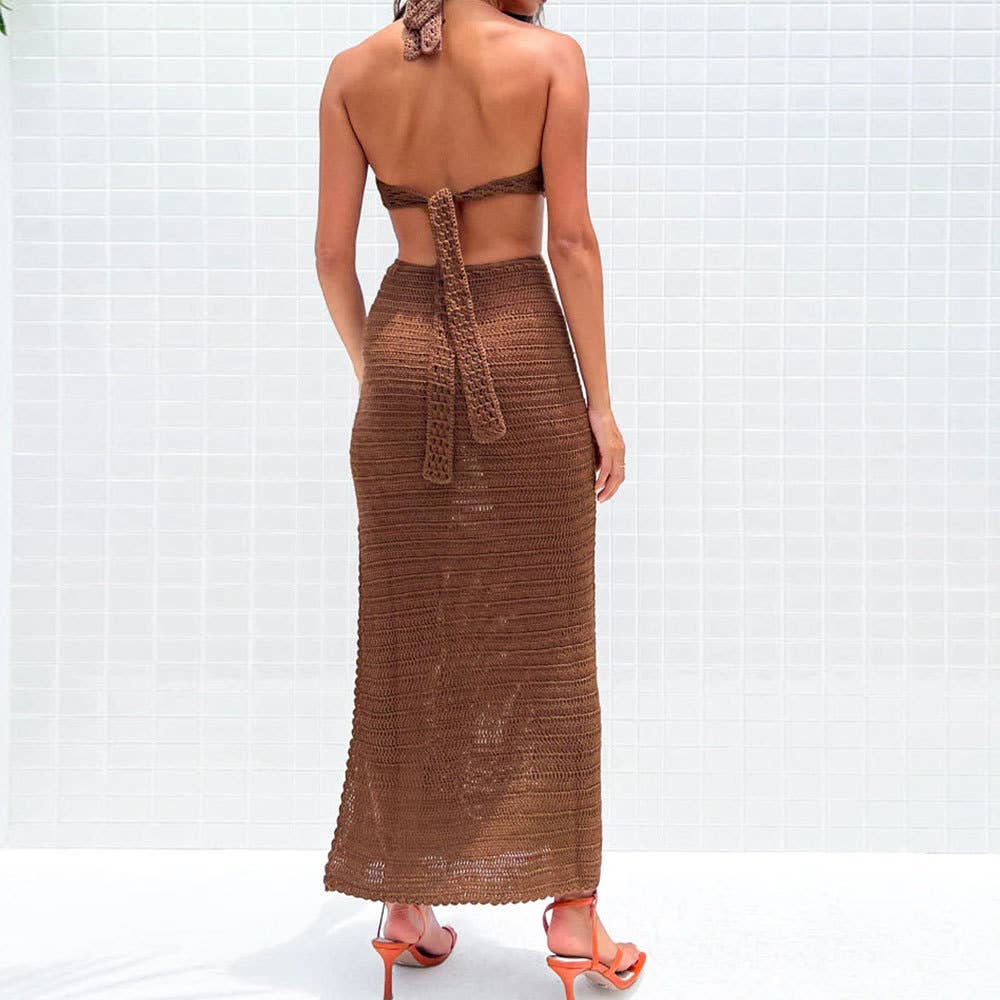 Knitted V-Neck Cutout Dress