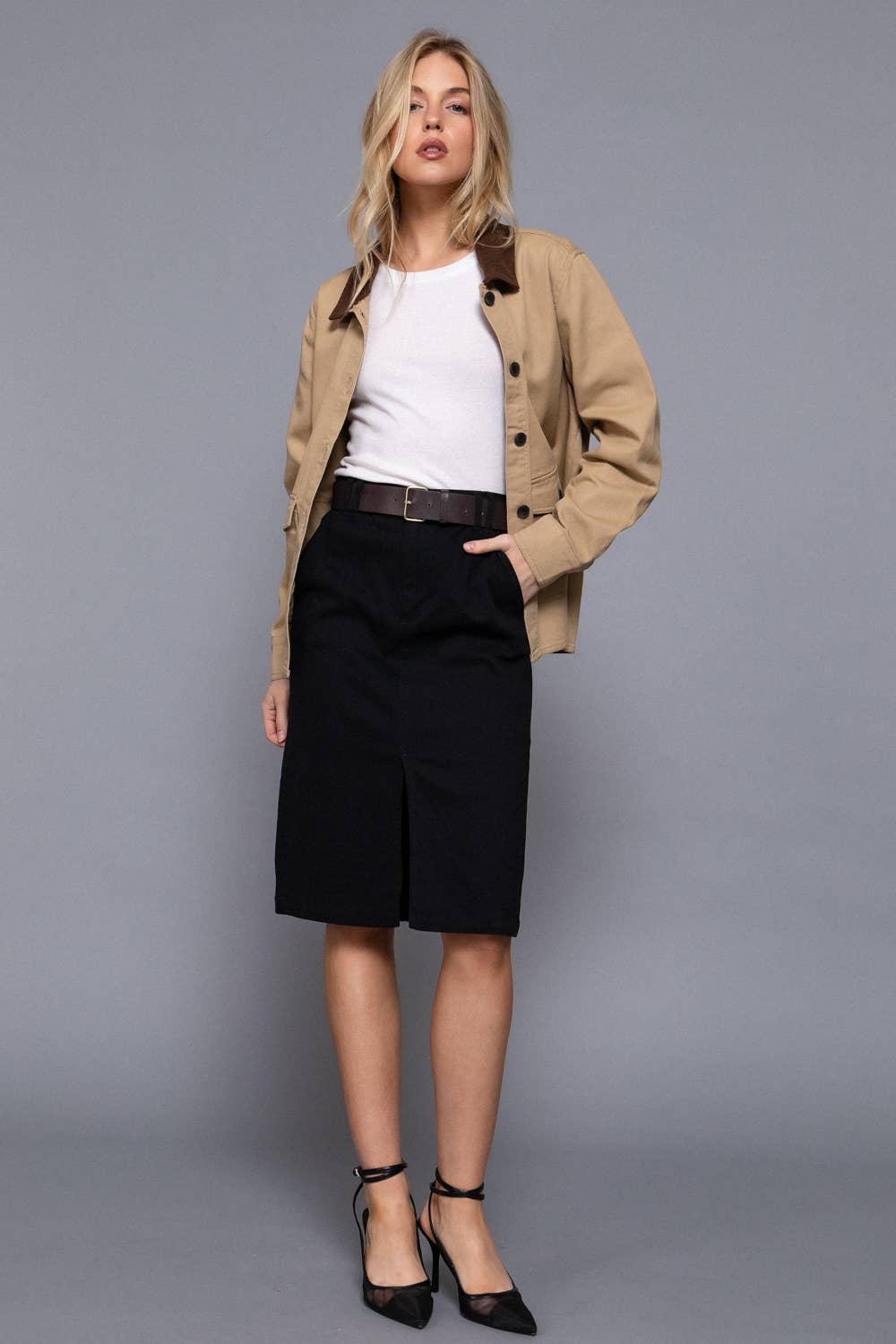 Corduroy Collar Twill Work Jacket