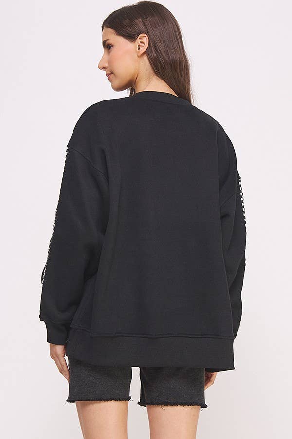 Checkerboard Sleeve Crewneck