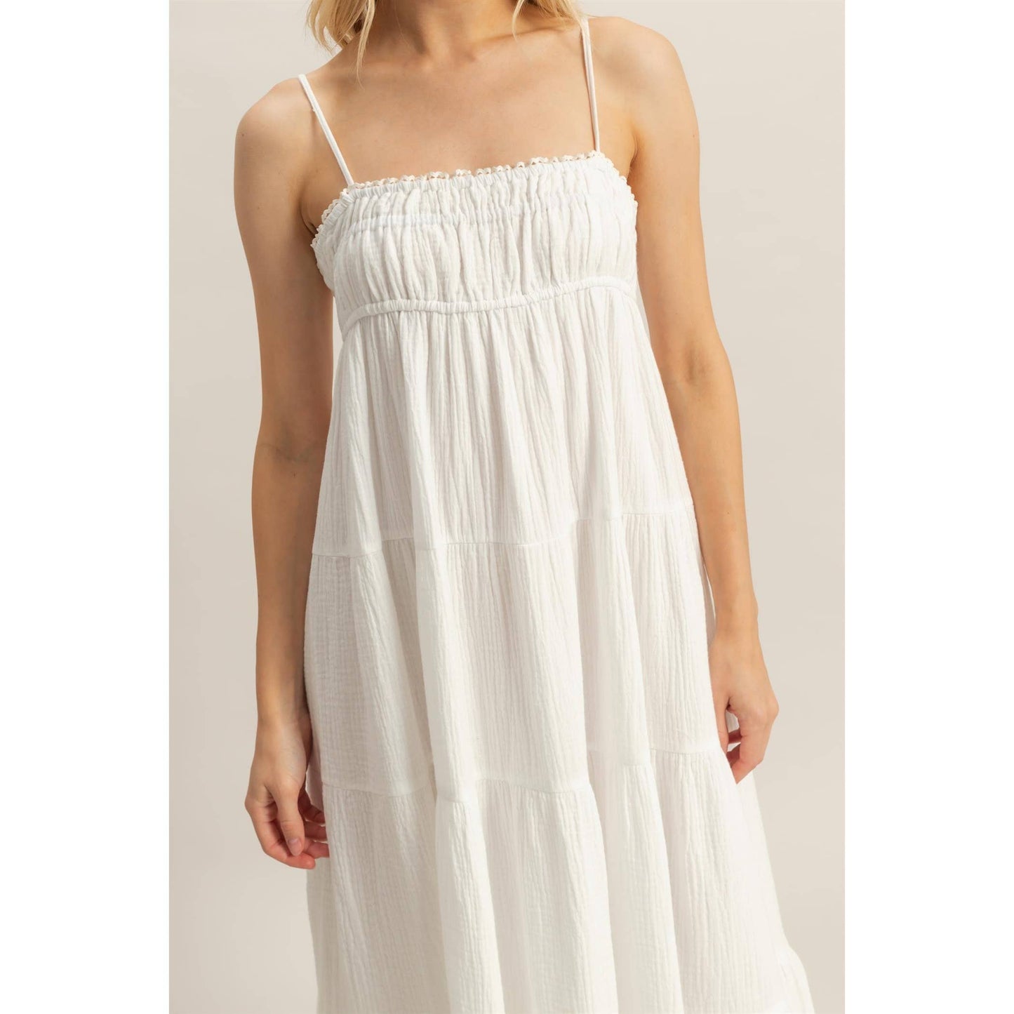 Empire Waist Sleeveless Tiered Maxi Dress