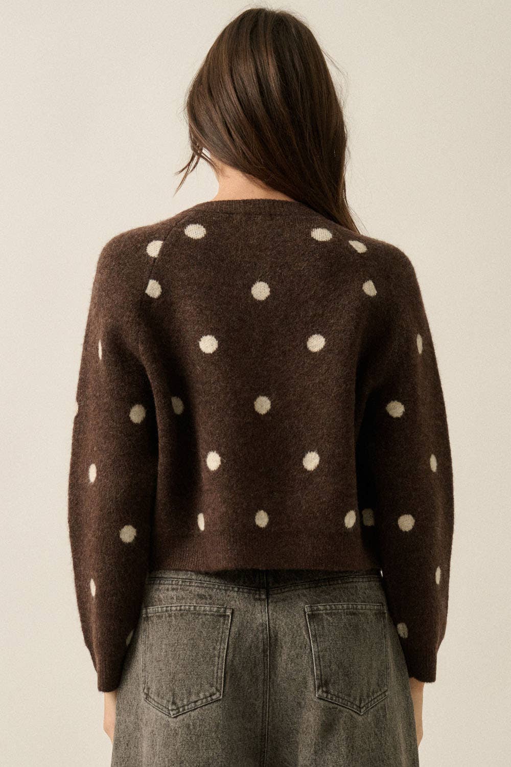 Polka Dot Cropped Cardigan