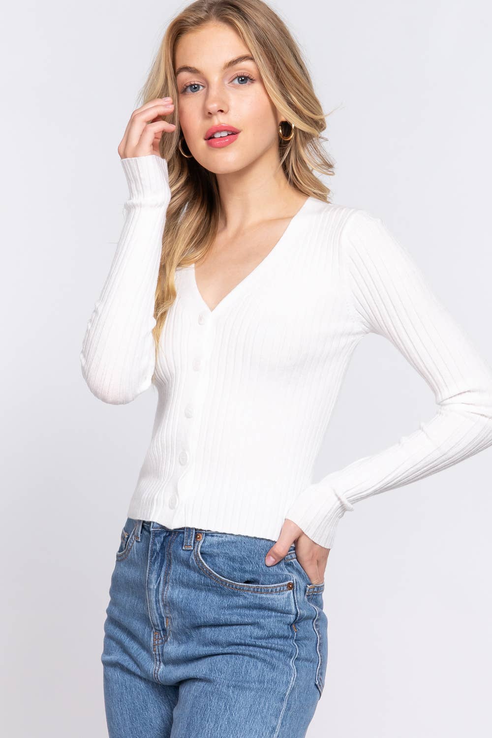 V-neck Fitted Cardigan