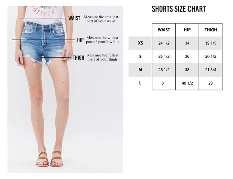 High Rise Shorts W/ Frayed Hem