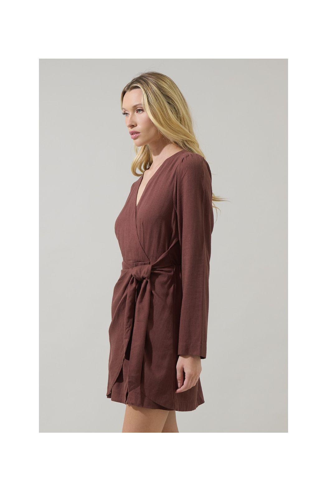 Raelynn Linen Wrap Mini Dress