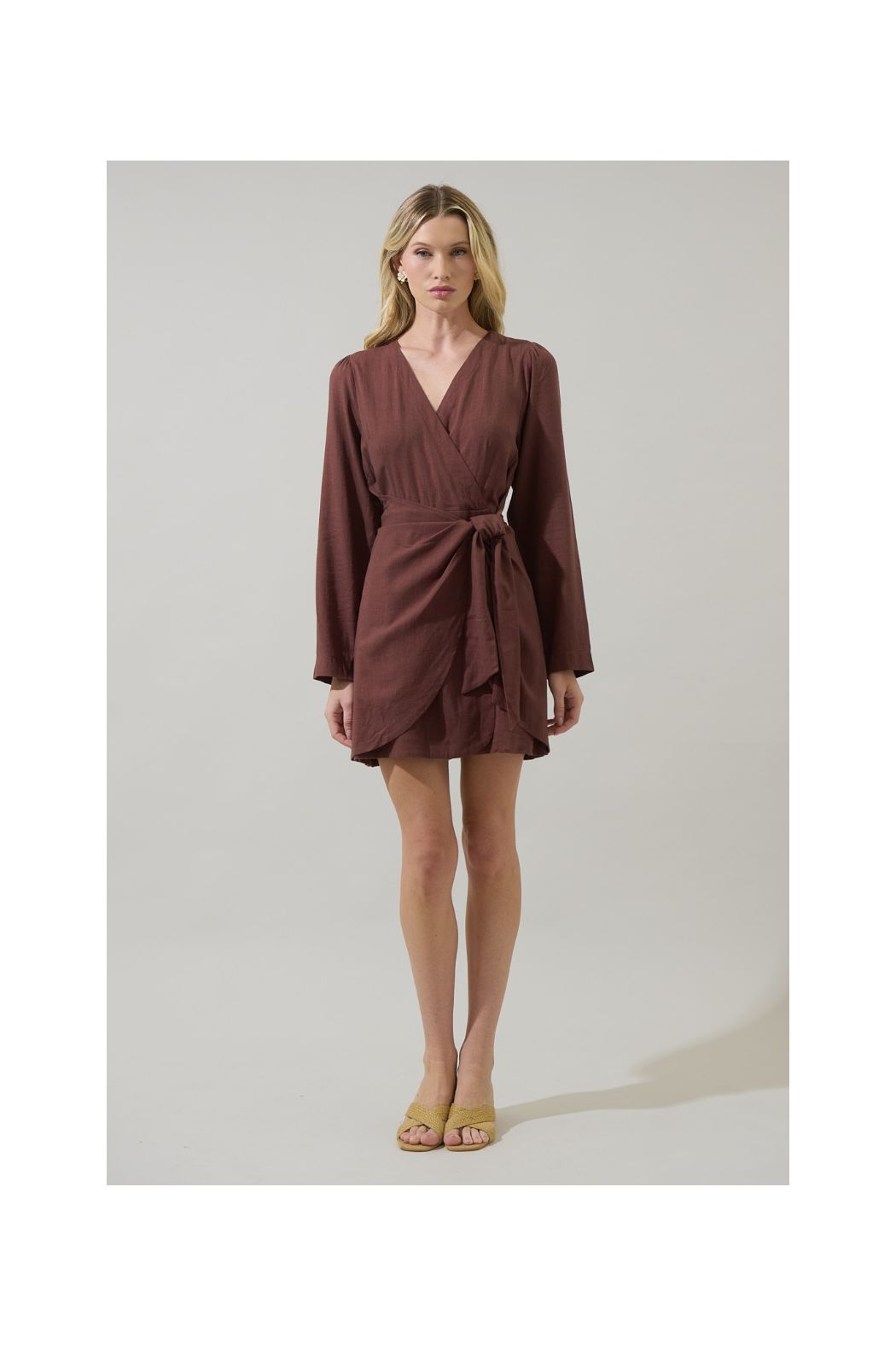 Raelynn Linen Wrap Mini Dress