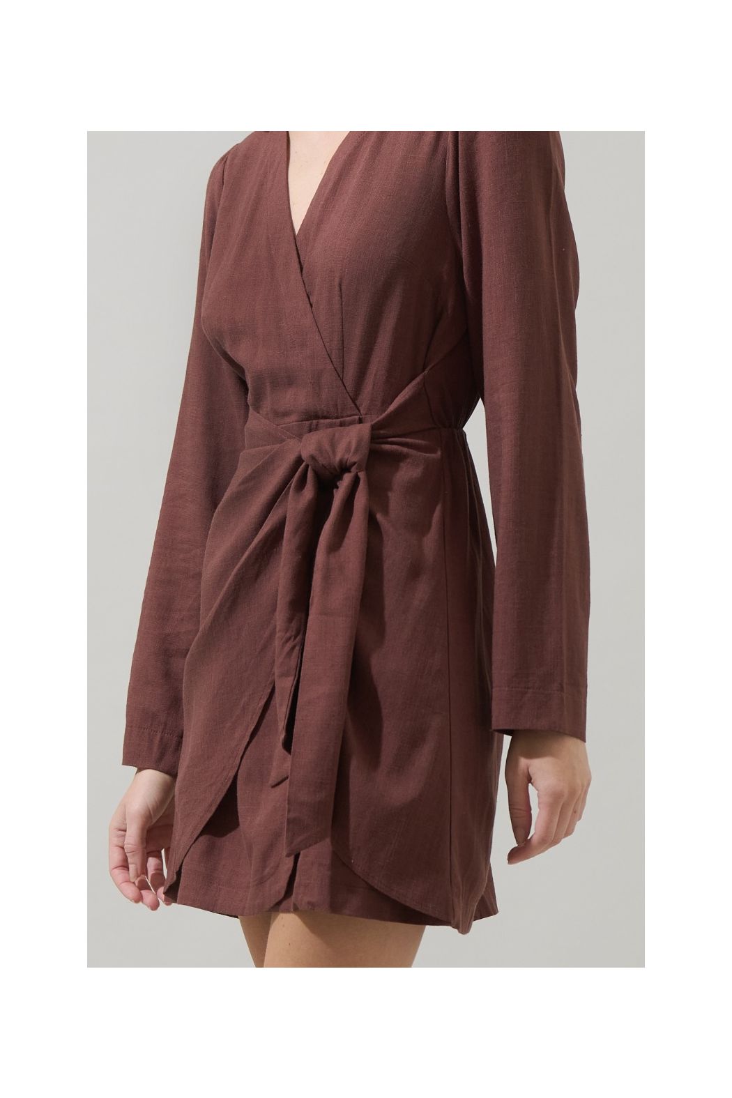 Raelynn Linen Wrap Mini Dress