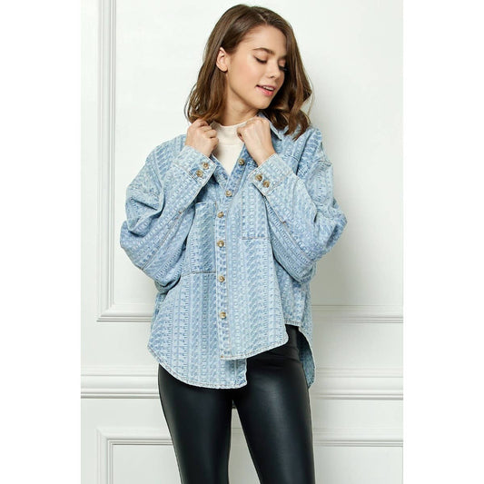 Jacquard Overfit Denim Shirt