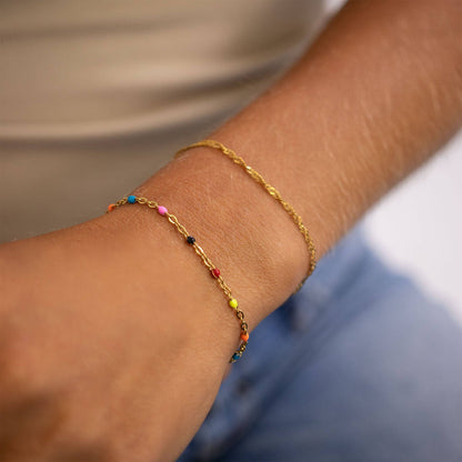 Gold Muti Color Confetti Bracelet