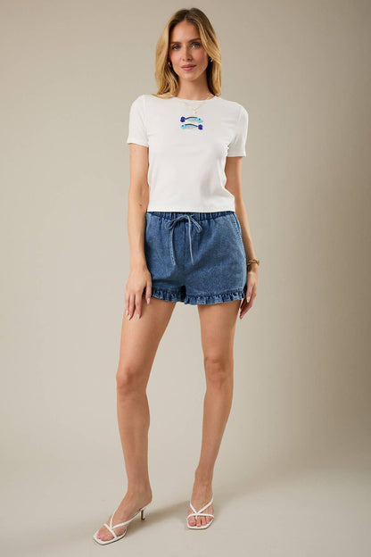 Beaded Fish Ribbed T-Shirt