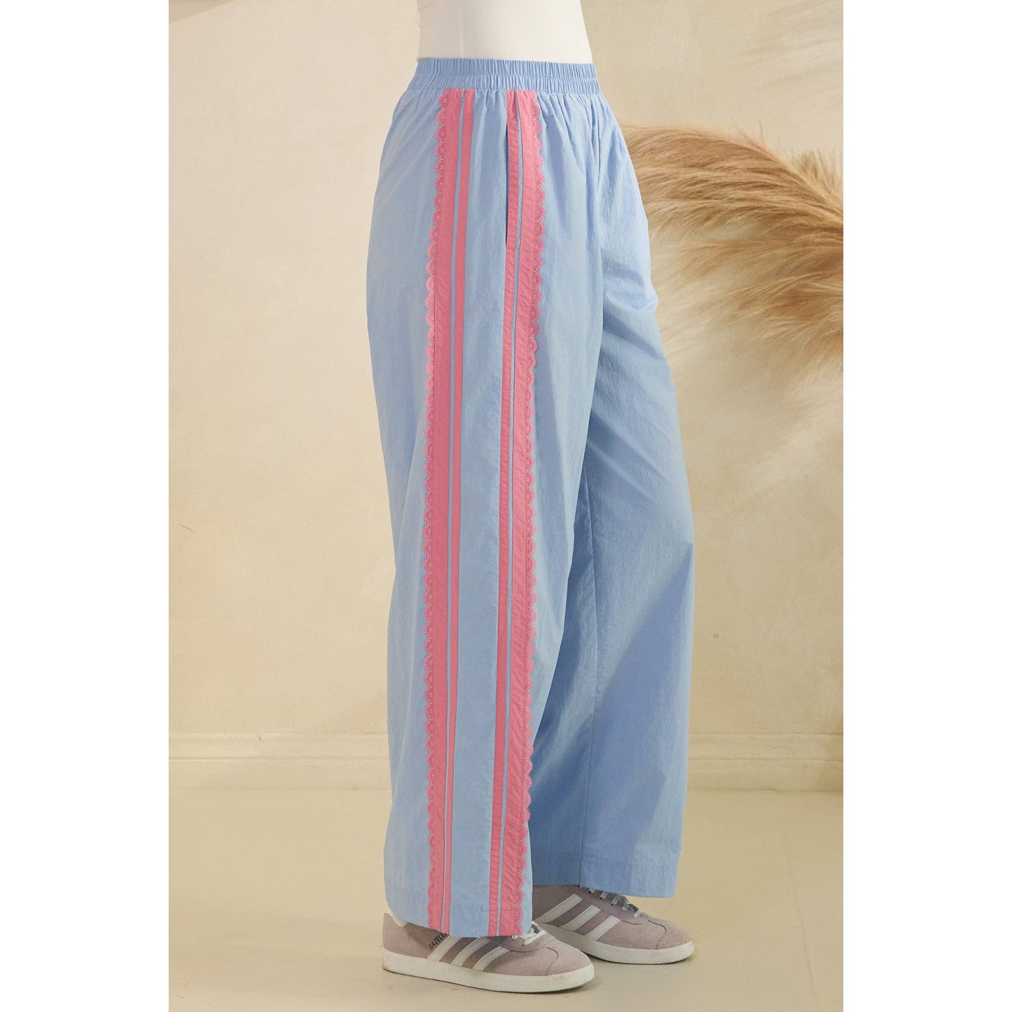 Lace Stripe Nylon Pants