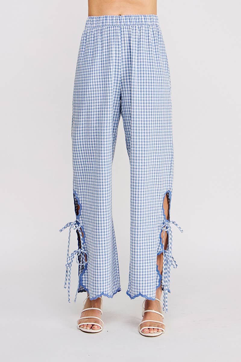 Gingham Elastic Waist Pant