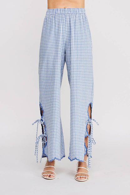 Gingham Elastic Waist Pant