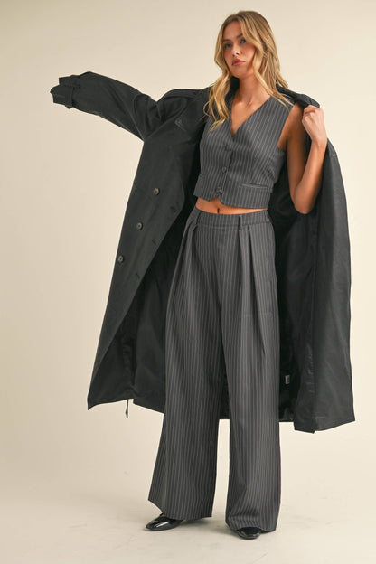 Leather Belted Trench Coat