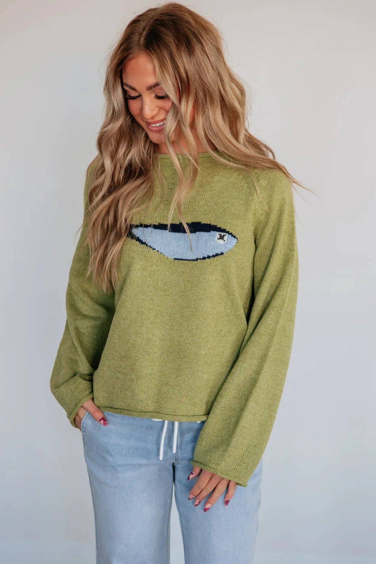 Meadow Mist Fish Knit Sweater