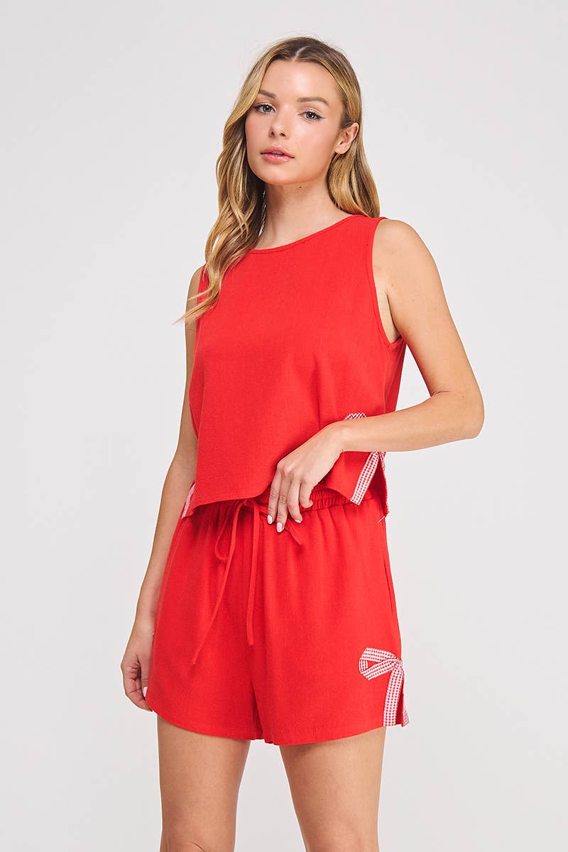 Side Bow Linen Tank