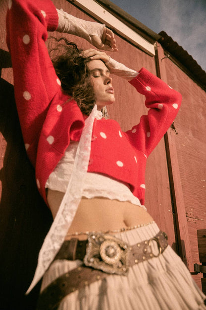 Polka Dot Cropped Cardigan
