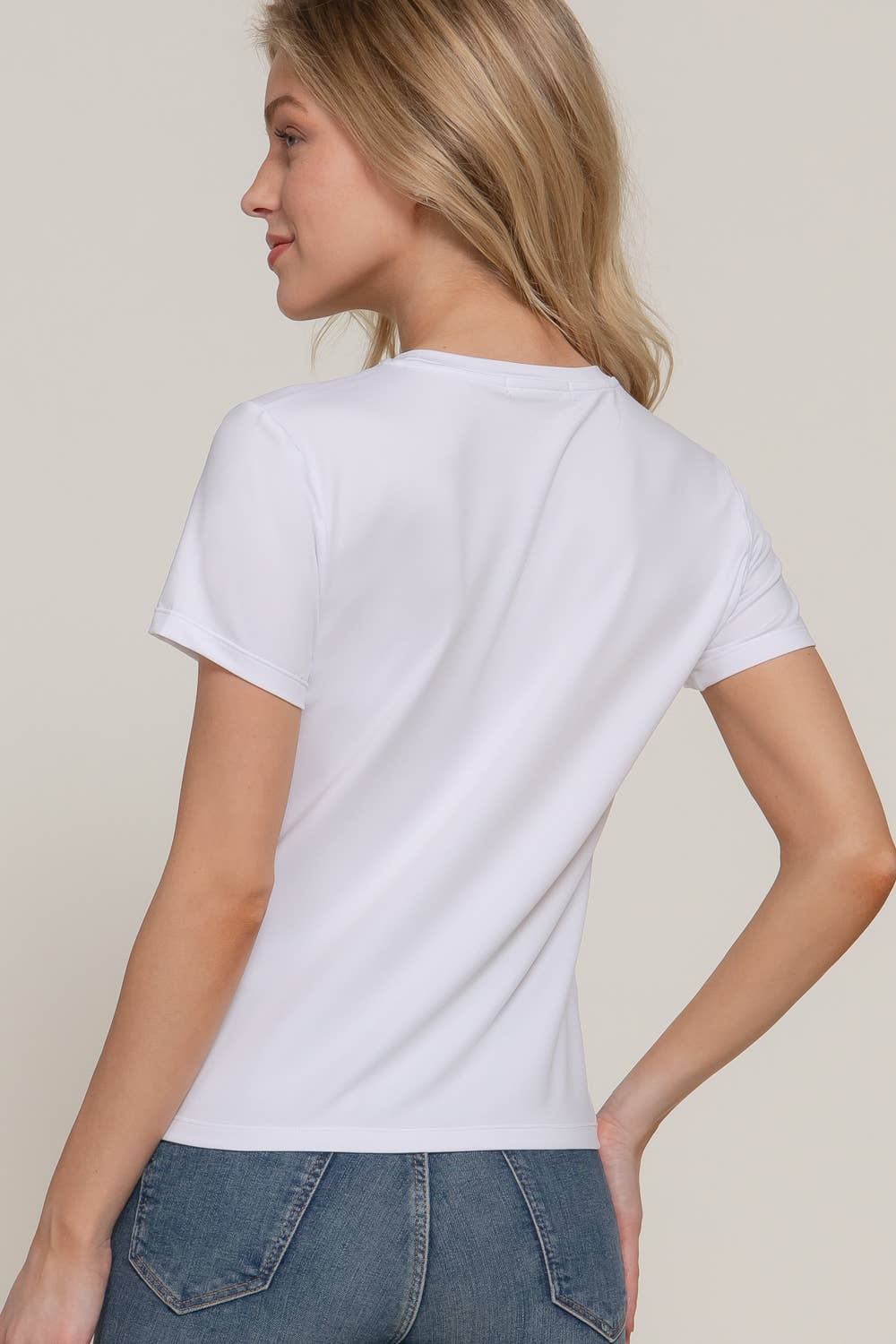 Short Sleeve Round Neck Knit Top