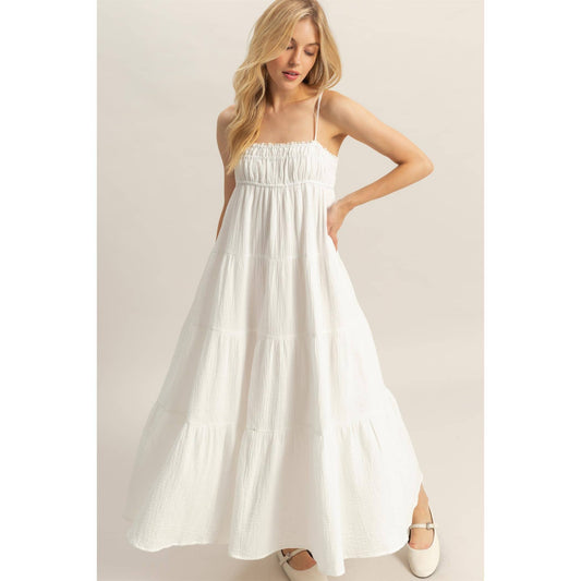 Empire Waist Sleeveless Tiered Maxi Dress