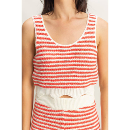 Striped Sleeveless Tank And Shorts Set