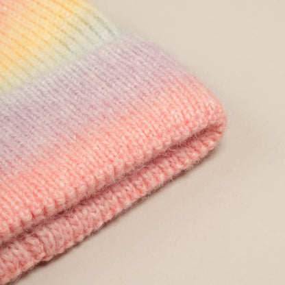 Gradient Ribbed Cuff Knit Beanie Hat