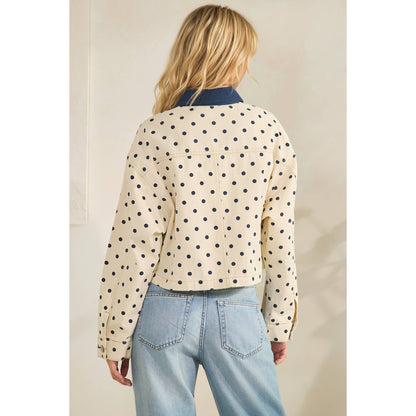 Cropped Polka Dot Denim Jacket