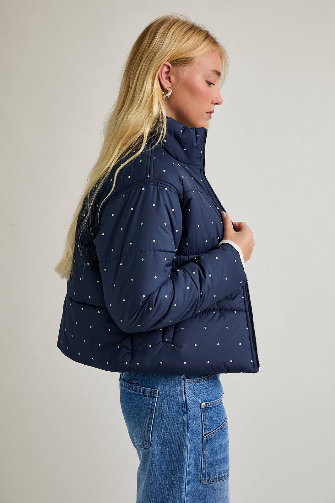Floral Dot Puffer Jacket