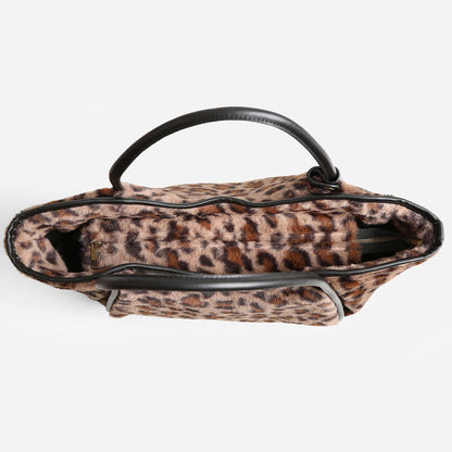 Leopard Fur Shoulder Tote Bag