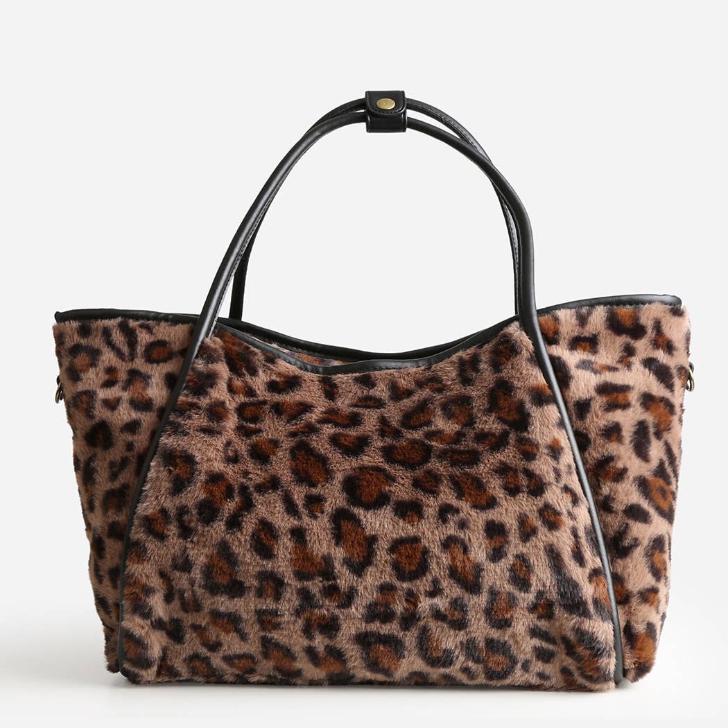Leopard Fur Shoulder Tote Bag