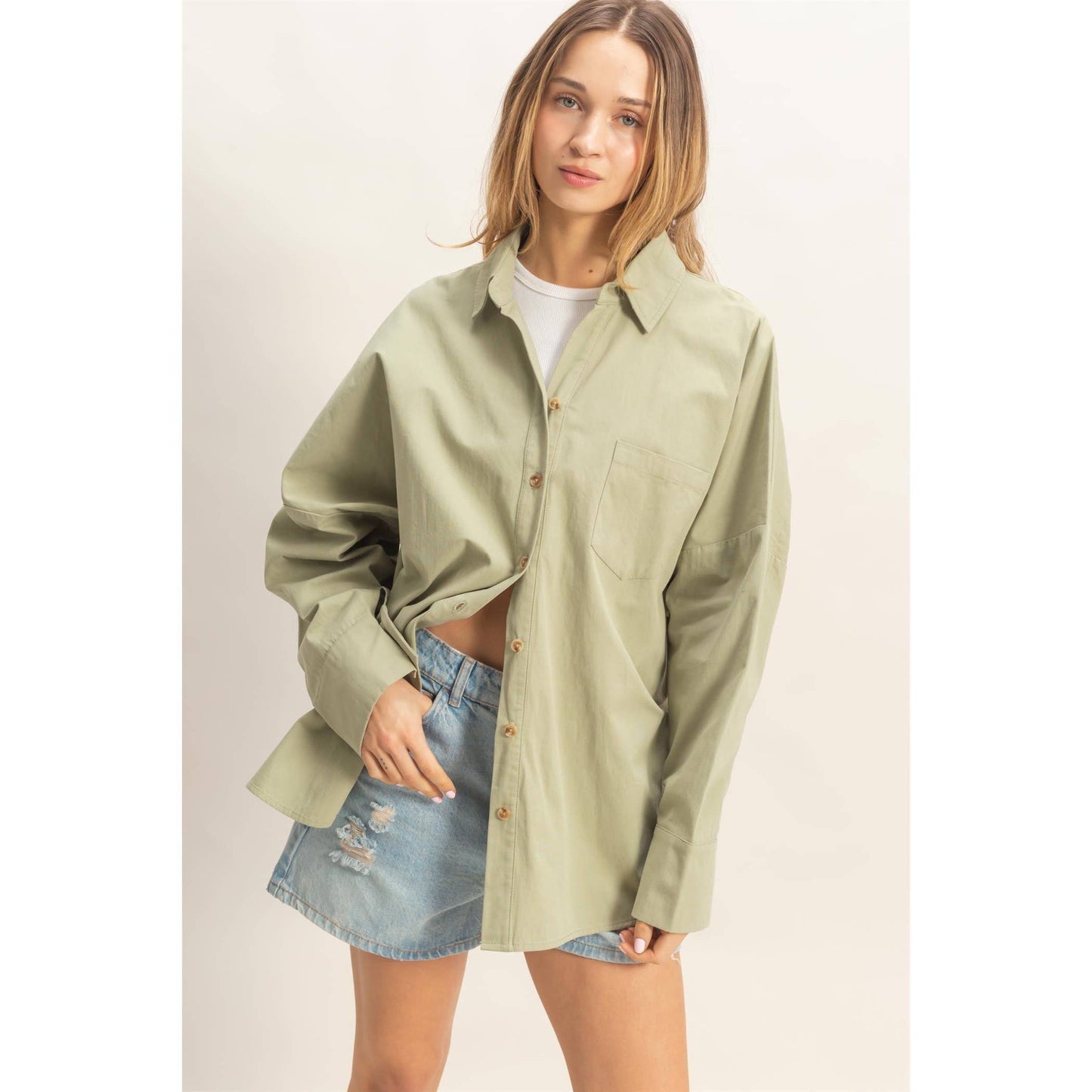 Oversized Collared Button Up Shirt