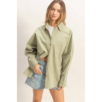 Oversized Collared Button Up Shirt