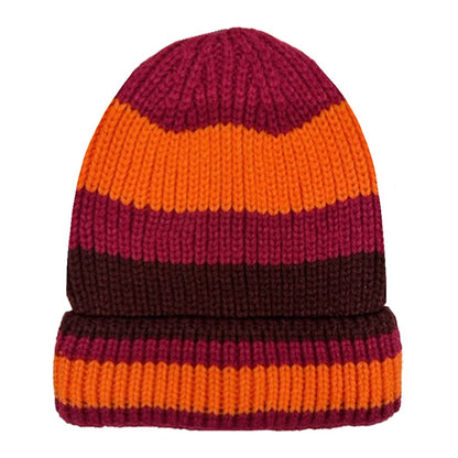 Multi-Colored Stripe Cuff Beanie Hat