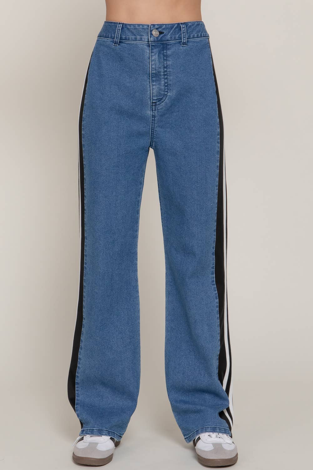 Side Stripe Straight Fit Denim Pants