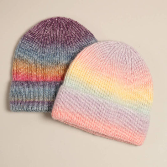 Gradient Cuff Knit Beanie Hat