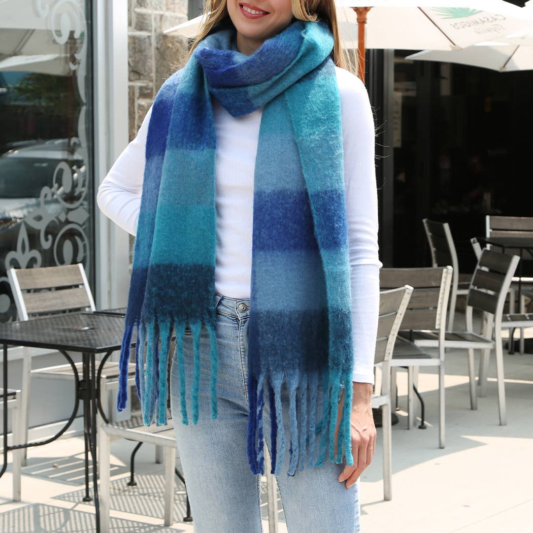 Plaid Oversized Fringe Scarf