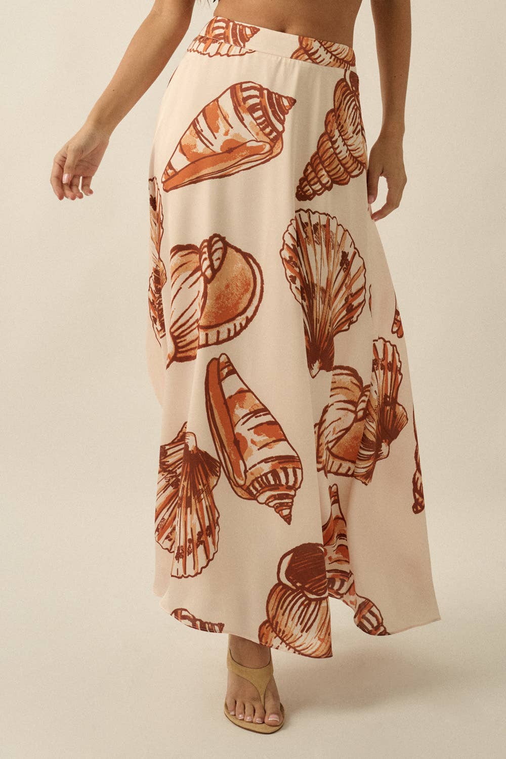 Seashell Satin A-Line Maxi Skirt