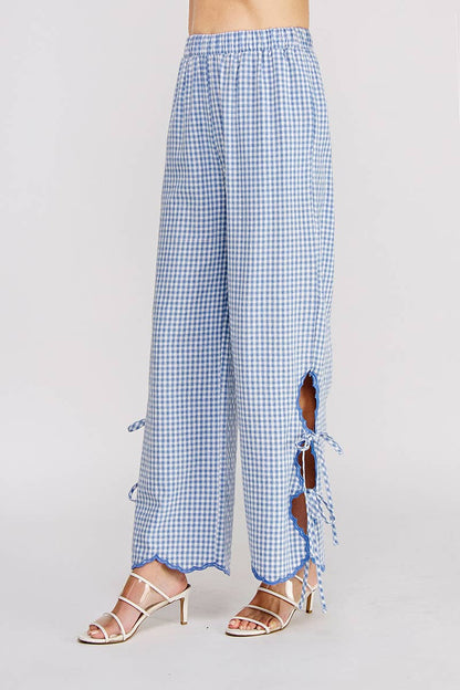 Gingham Elastic Waist Pant