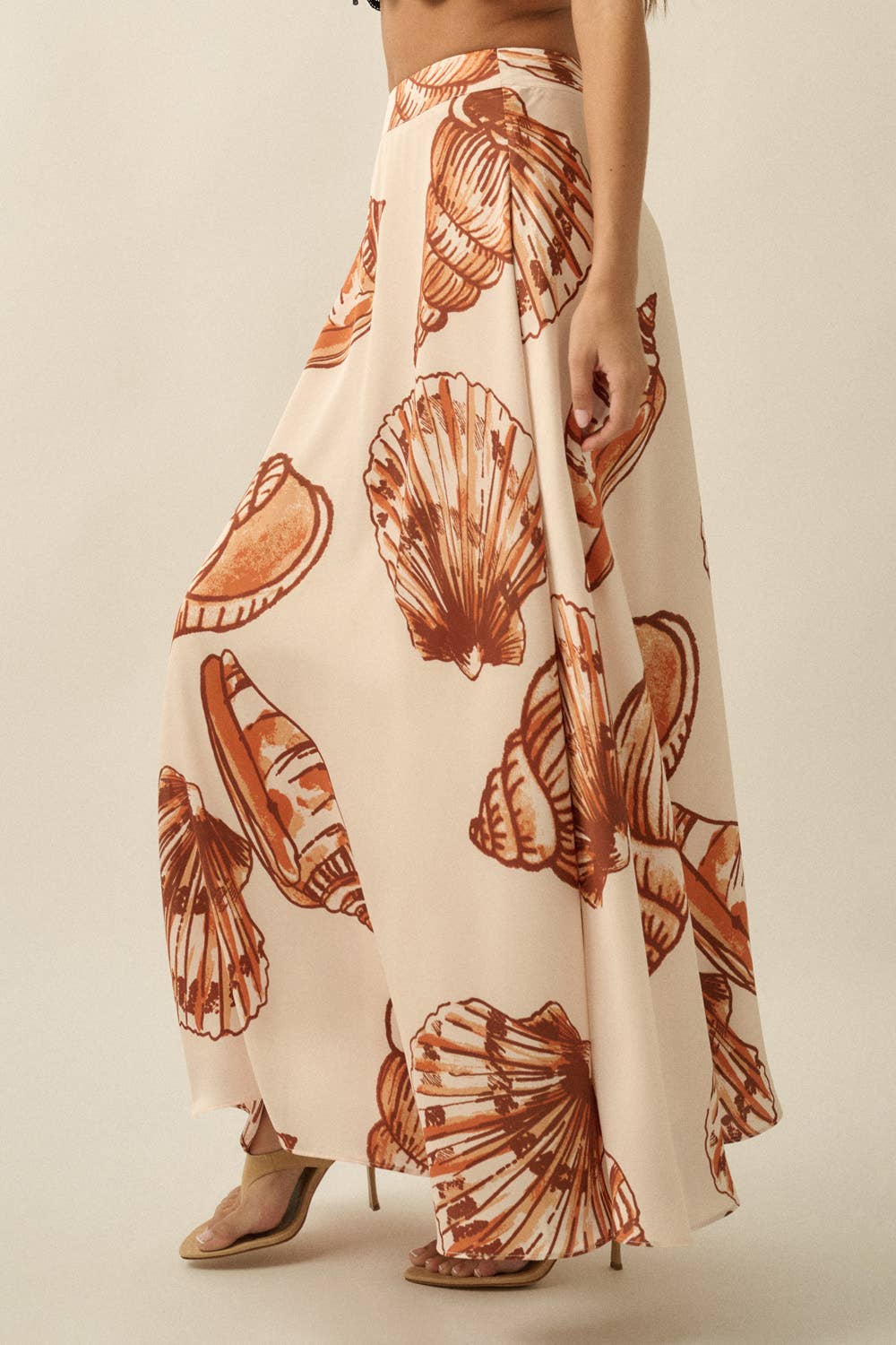 Seashell Satin A-Line Maxi Skirt