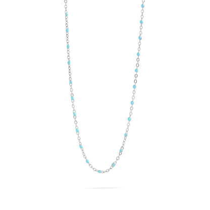 Stainless Turquoise Chain Necklace: 16"