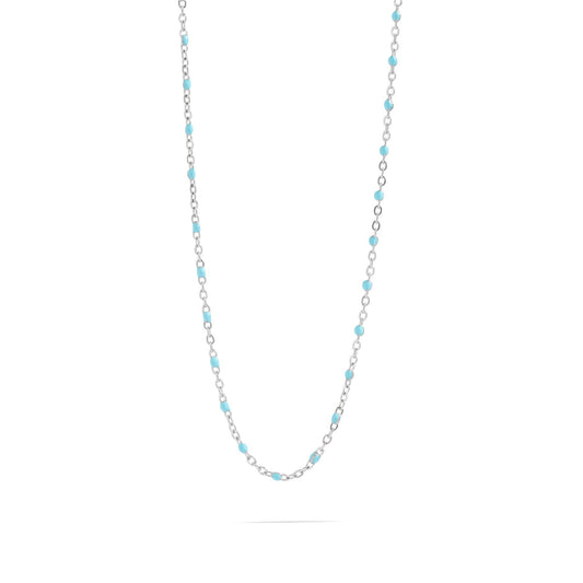 Stainless Turquoise Chain Necklace: 16"