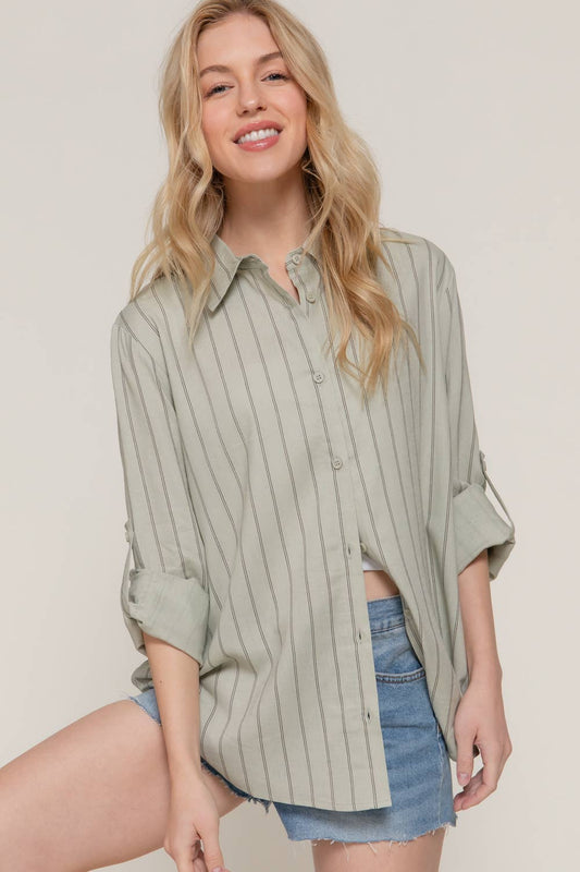 Stripe Oversized Button Down Shirt