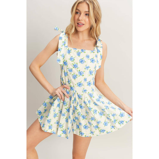 Floral Self-Tie Shoulder Straps Romper