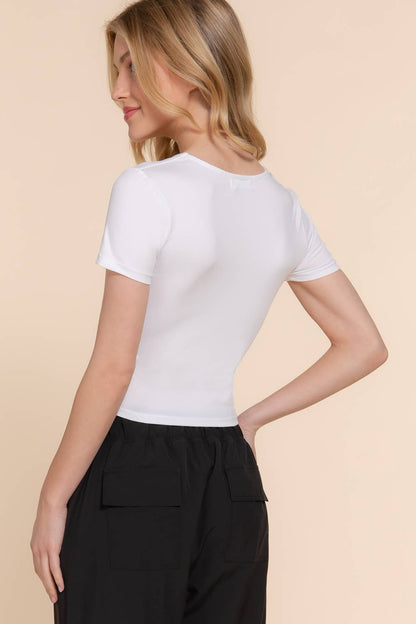Square Neck Double Layer Crop Tee