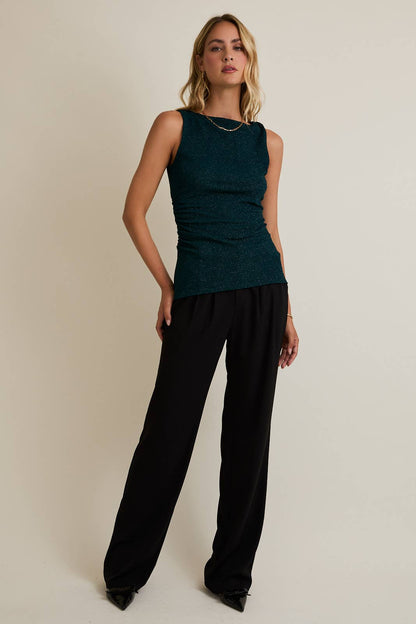 Shimmer Boat Neck Sleeveless Top